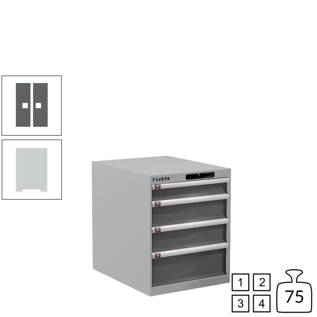 Lista Schubladenschrank - 14.350.010 - 700x564x725 mm (HxBxT) - 4 Schubladen - 75 kg - Key Lock - lichtblau (RAL 5012)