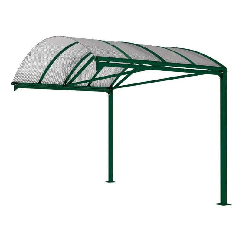 Erweiterung für Fahrradunterstand, Fahrradüberdachung, Unterstand, 5 Zweiräder, Regenrinne, 3.010 x 2.500 x 4.160 mm (HxBxT), Farbe enzianblau