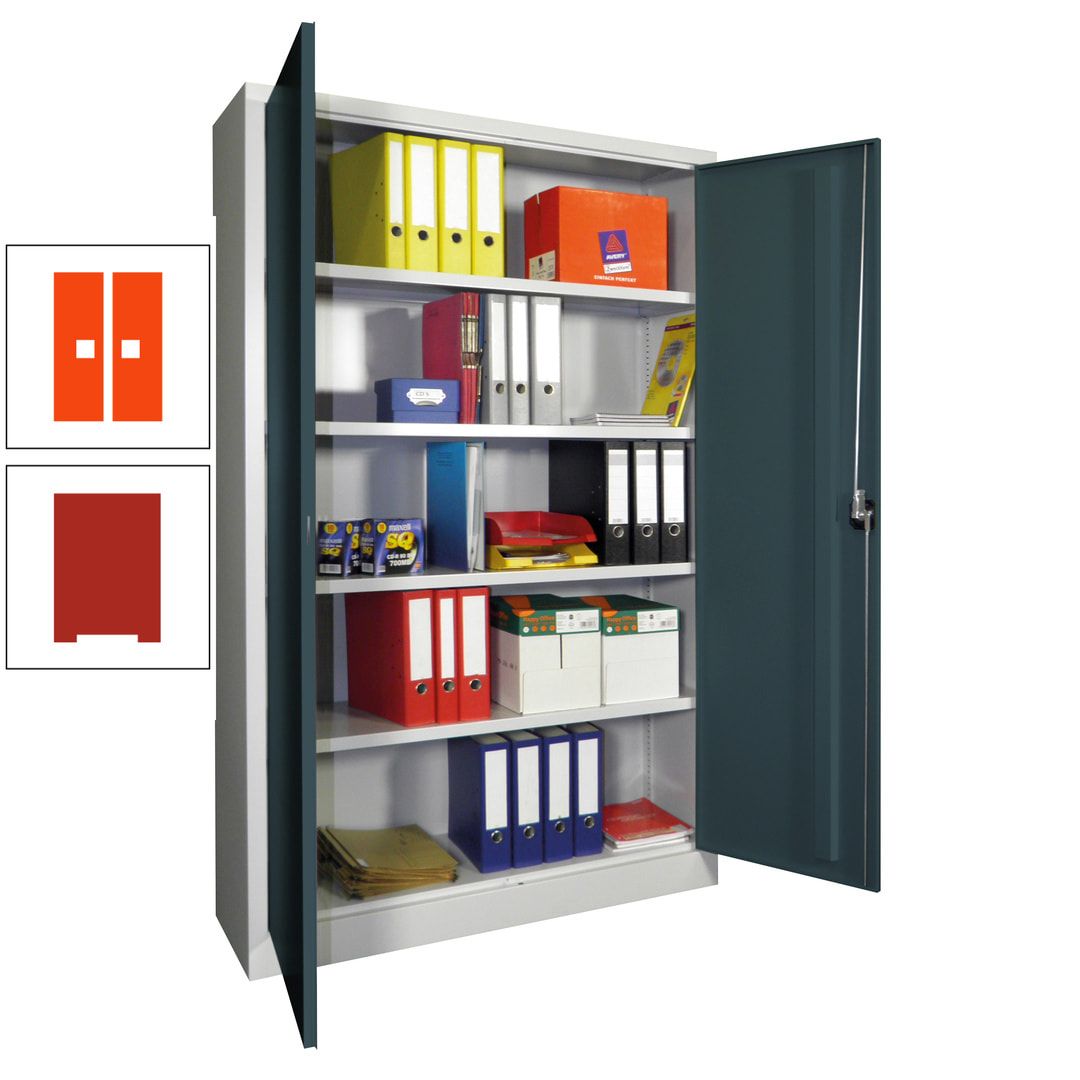 Aktenschrank - Vollblechtüren - 1.950x1.200x400 mm (HxBxT) - 4 Einlegeböden verzinkt - Zylinderschloss - anthrazitgrau