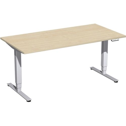 Schreibtisch, Elektro Pro+, elektronisch höhenverstellbar, 625-1.285 x 1.200 x 800 mm (HxBxT), Gestell silber, Dekor Buche
