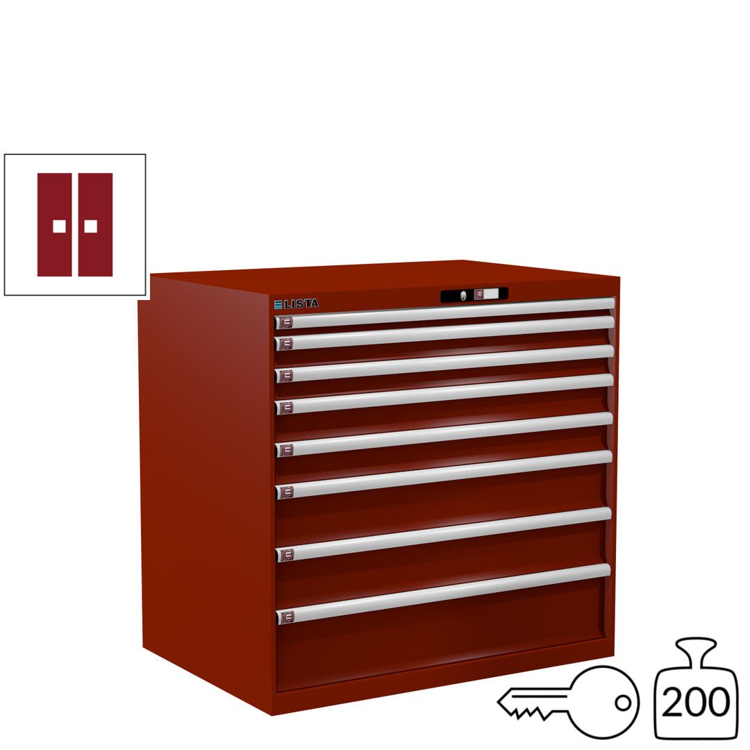 Lista Schubladenschrank - 12.541.010 - 1.000x1.023x725 mm (HxBxT) - 8 Schubladen - 200 kg - Key Lock - lichtblau (RAL 5012)