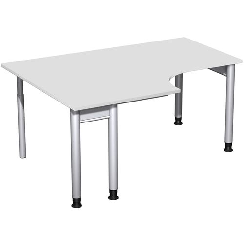 Eckschreibtisch, Eckteil 800 mm, links, Füße einseitig verkürzt, 4-Fuß Pro, höhenverstellbar, 680-800 x 1.600 x 1.200 mm (HxBxT), Dekor Ahorn