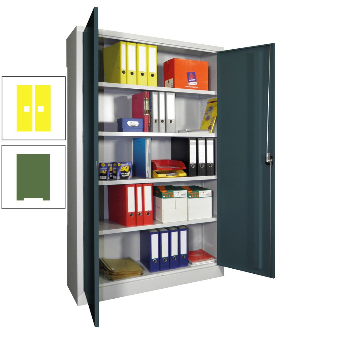 Aktenschrank - Vollblechtüren - 1.950x1.200x400 mm (HxBxT) - 4 Einlegeböden verzinkt - Zylinderschloss - anthrazitgrau