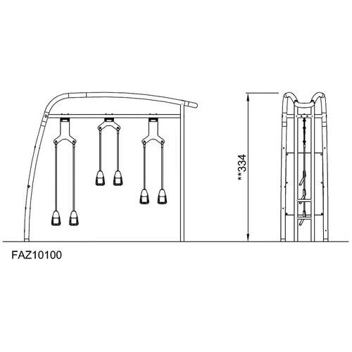 Schlingentrainer Pro, Fitnessanlage, 49 Übungen, Ergo-Griffe. Erklärschilder, pulverbeschichtet, 3 Nutzer, 3.340 x 1.060 x 3.900 mm (HxBxT), grau