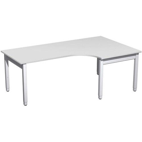 Eckschreibtisch, Eckteil 800 mm, rechts, einseitig verkürzt, 4-Fuß Quadrat Pro, höhenverstellbar, 680-800 x 1.600 x 1.200 mm (HxBxT), Dekor Ahorn