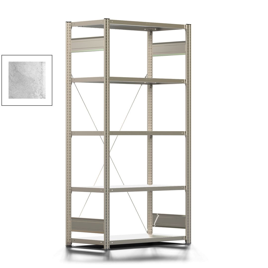 Fachbodenregal mit Tiefenriegel - 250 kg - 2.000 x 1.005 x 500 mm (HxBxT) - Anbauregal - Rahmen enzianblau - Böden verzinkt - Steckregal