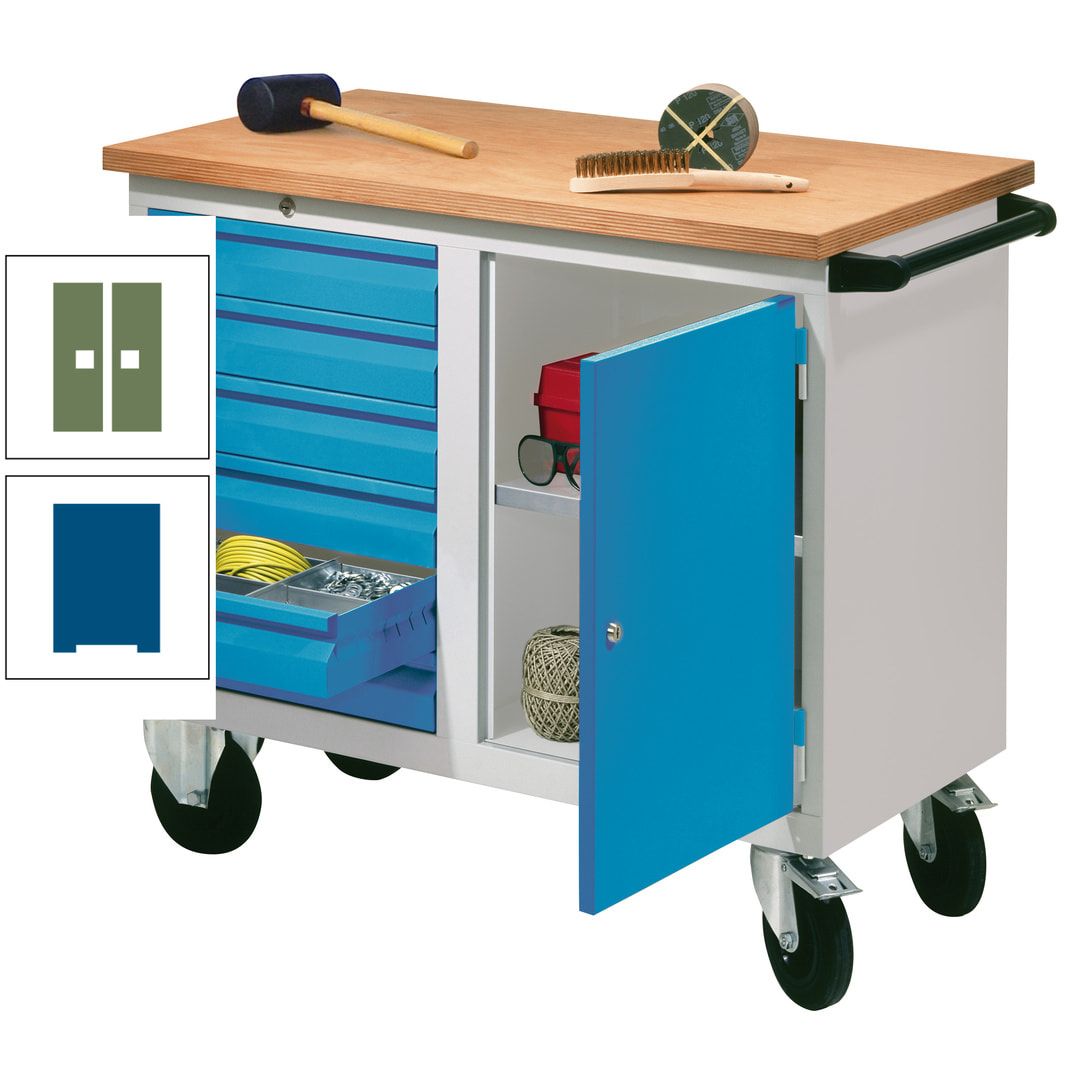 Mobile Werkbank - Werkstattwagen - 915 x 1.090 x 600 mm - 6 Schubladen und Schrankfach - anthrazitgrau
