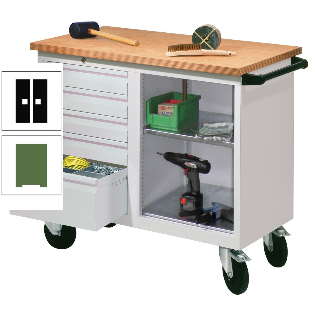Mobile Werkbank - Werkstattwagen - 915 x 1.090 x 600 mm - 5 Schubladen und Ablagefach - anthrazitgrau