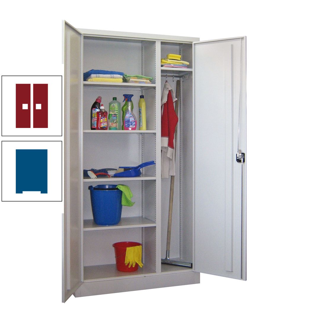 Putzschrank mit Trennwand - 1.950x1.000x400 mm (HxBxT) - Böden pulverbeschichtet - anthrazitgrau