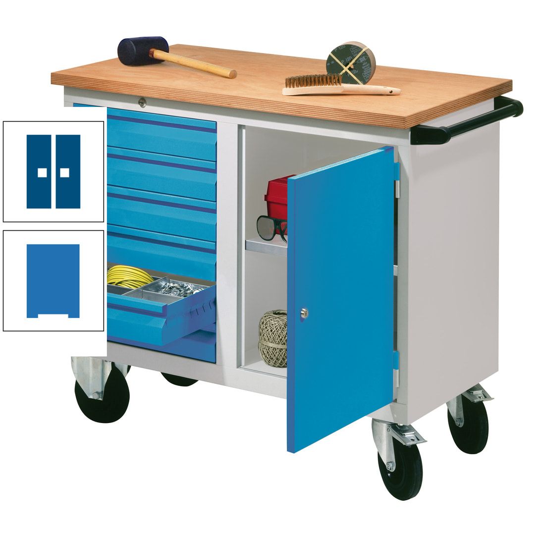 Mobile Werkbank - Werkstattwagen - 915 x 1.090 x 600 mm - 6 Schubladen und Schrankfach - anthrazitgrau