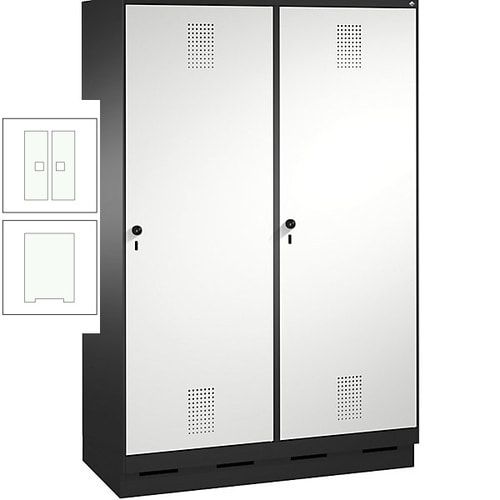 Doppel-Spind, Garderobenschrank, 2 Türen für 4 Abteile a 300 mm, Korpus anthrazitgrau, Türen anthrazitgrau, 1.800 x 1.200 x 500 mm (HxBxT)