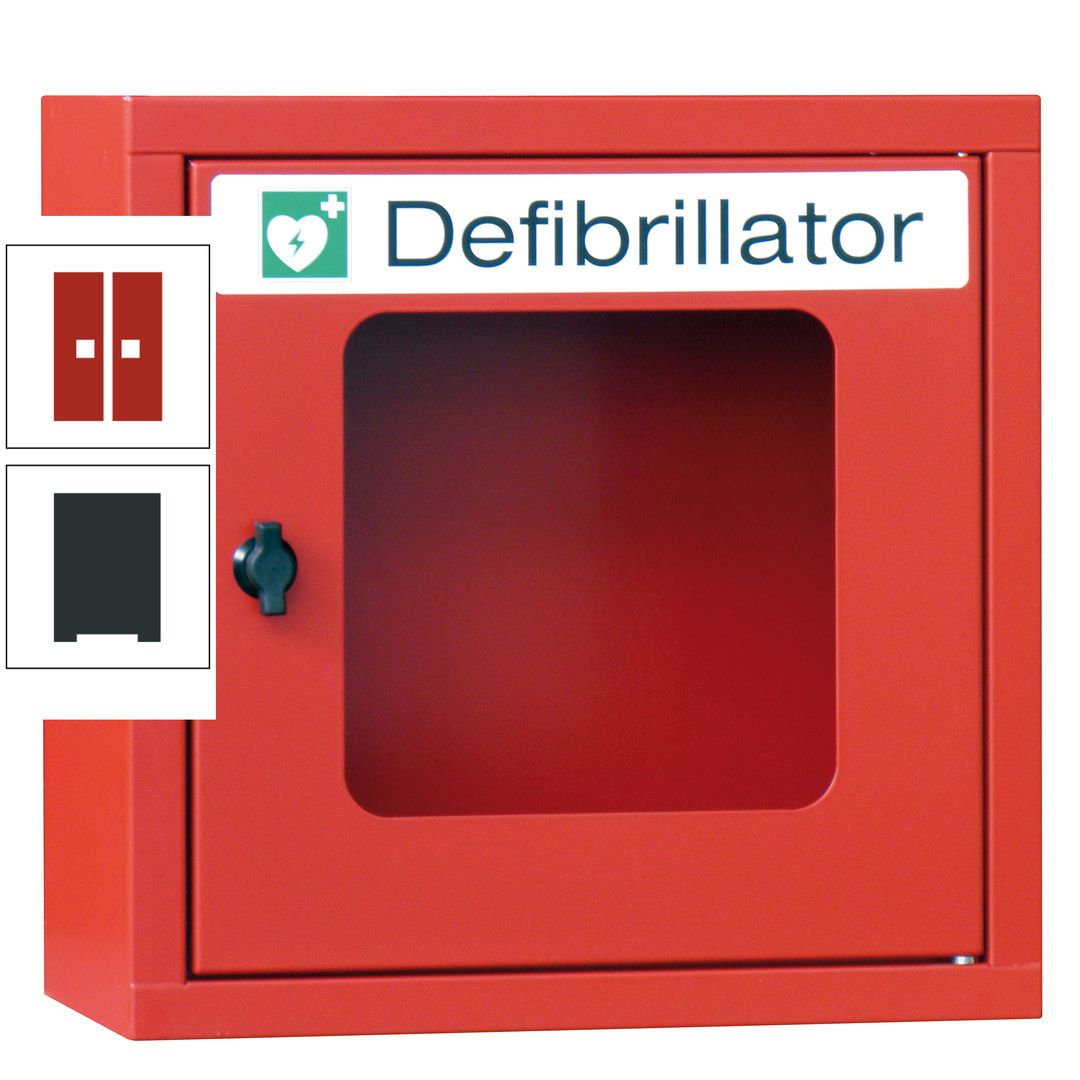 Defibrillatorenschrank - 400 x 400 x 200 mm (HxBxT) - Sichtfenster - anthrazitgrau