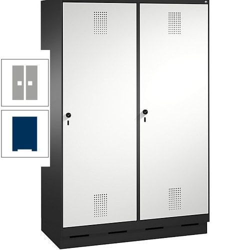 Doppel-Spind, Garderobenschrank, 2 Türen für 4 Abteile a 300 mm, Korpus anthrazitgrau, Türen anthrazitgrau, 1.800 x 1.200 x 500 mm (HxBxT)
