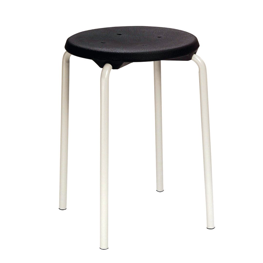 Hocker - Stapelhocker - Sitzhöhe 500 mm - PU schwarz - Edelstahl Gestell