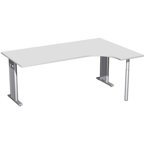Eckschreibtisch, Ecke rechts, Füße einseitig verkürzt, C-Fuß Pro, 720 x 1.600 x 1.200 mm (HxBxT), Gestell silber, Dekor Ahorn