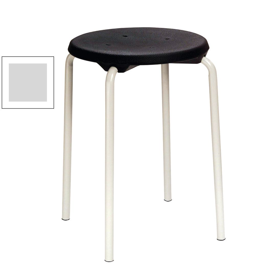 Hocker - Stapelhocker - Sitzhöhe 500 mm - PU schwarz - Edelstahl Gestell