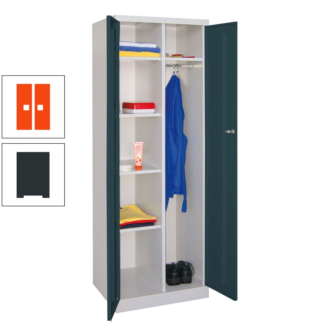 Kleiderschrank mit Sockel - Spind - 1 Abteil mit Trennwand - 1.800x600x500 mm (HxBxT) - Zylinderschloss - anthrazitgrau