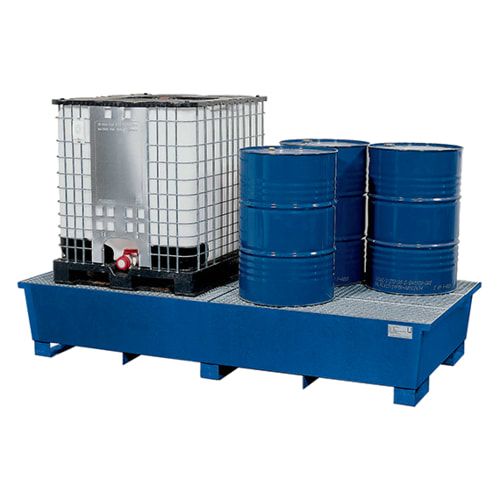 Auffangwanne für 2 IBC - 1.000 l - 1 Abfüllbock - 950 x 2.680 x 1.300 mm (HxBxT) - enzianblau