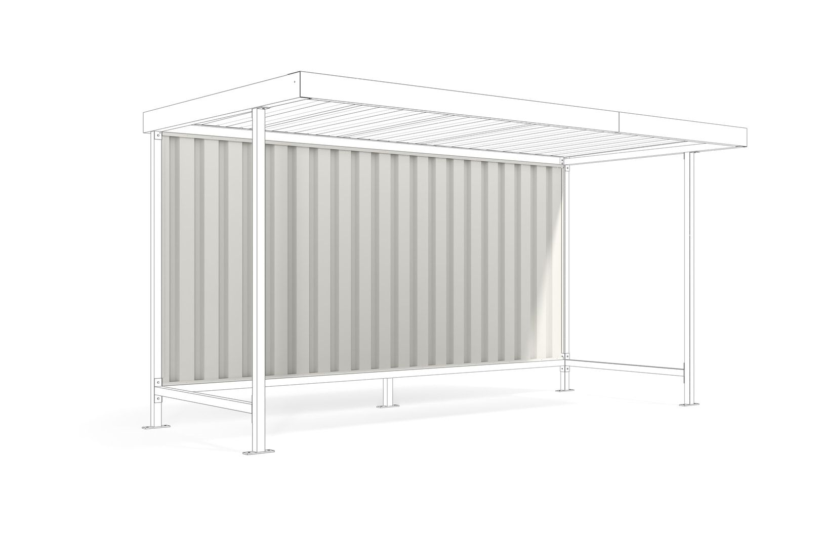 Rückwand - Unterstand - Überdachung - blickdicht- wetterfest - 1.880 x 4.300mm (HxB) - grauweiß