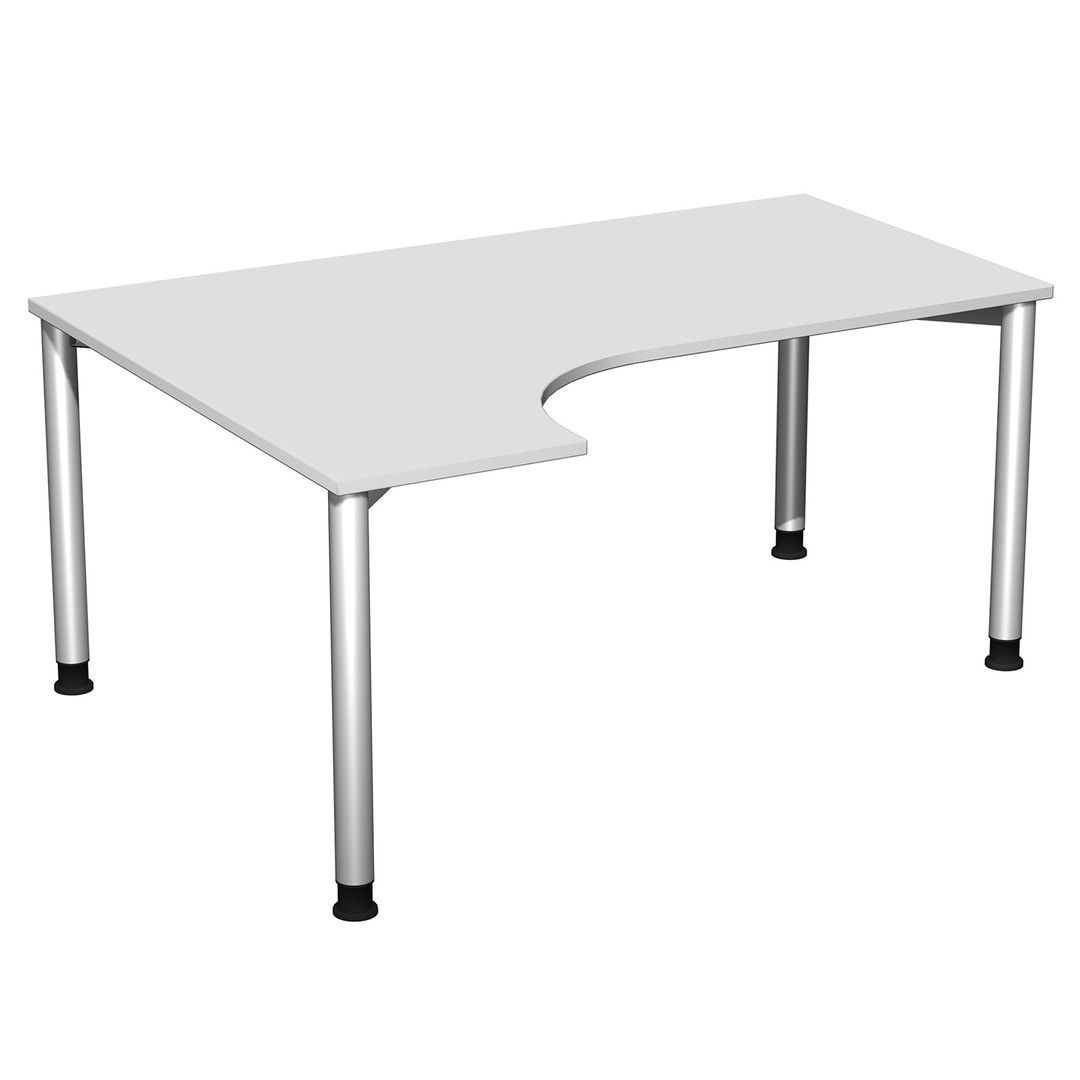 Eckschreibtisch mit einseitig verkürzten Füßen, 4-Fuß Flex, Ecke links, Höhe 680-800 mm, 1.600 x 1.200 mm (BxT), Gestell anthrazit, Ahorn