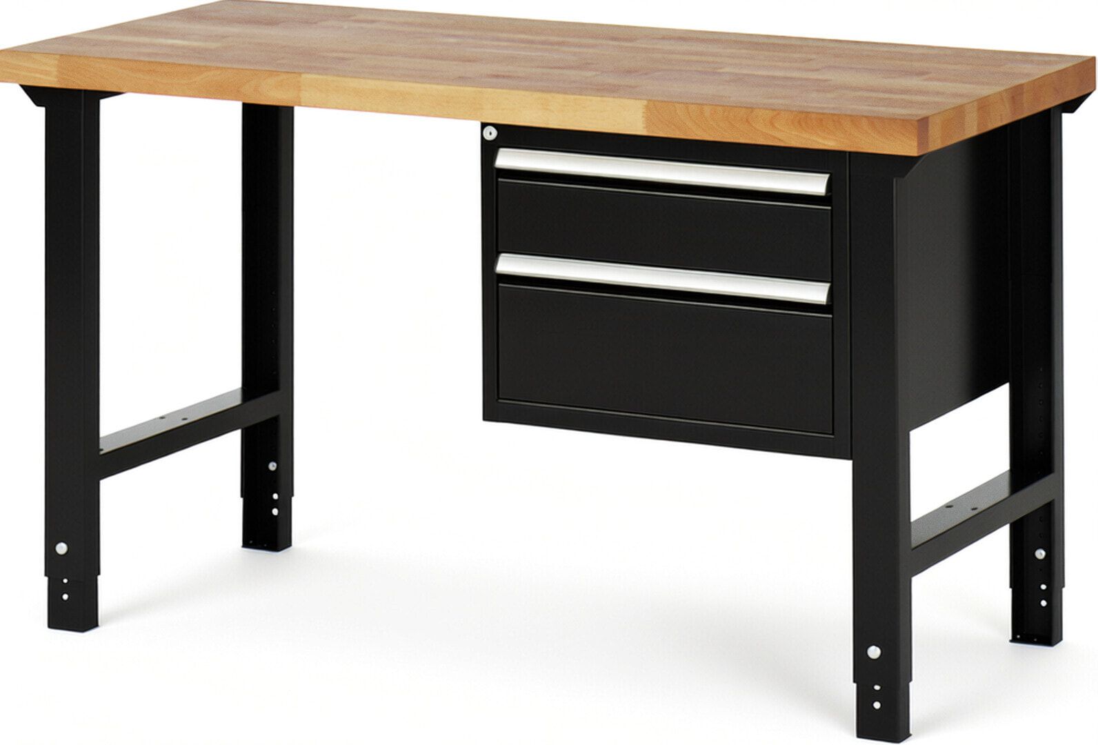 Werkbank - 2 Schubladen - Teilauszug - 150:1 / 210:1 - Höhe 790-1.140 mm - 1.500 x 700 mm (BxT) - 750 kg - Buche - Anthrazitgrau