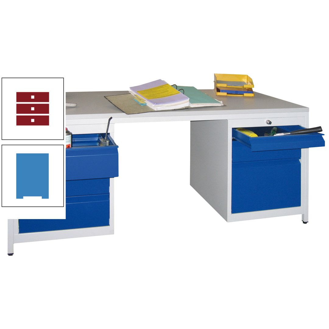 Meisterschreibtisch - 6 Schubladen, 75 / 125 / 150 / 175 / 300 mm - 720 x 1.700 x 800 mm (HxBxT) - anthrazitgrau