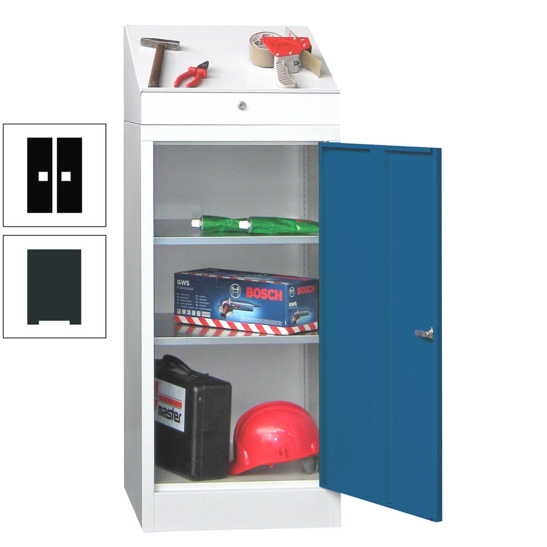 Stehpult mit Schrank - Vollblechtür - Zylinderschloss - 1.270x500x500 mm (HxBxT) - anthrazitgrau