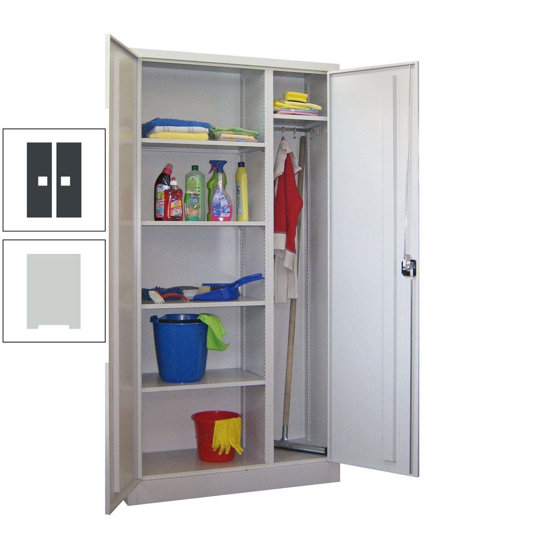 Putzschrank mit Trennwand - 1.950x1.000x400 mm (HxBxT) - Böden pulverbeschichtet - anthrazitgrau