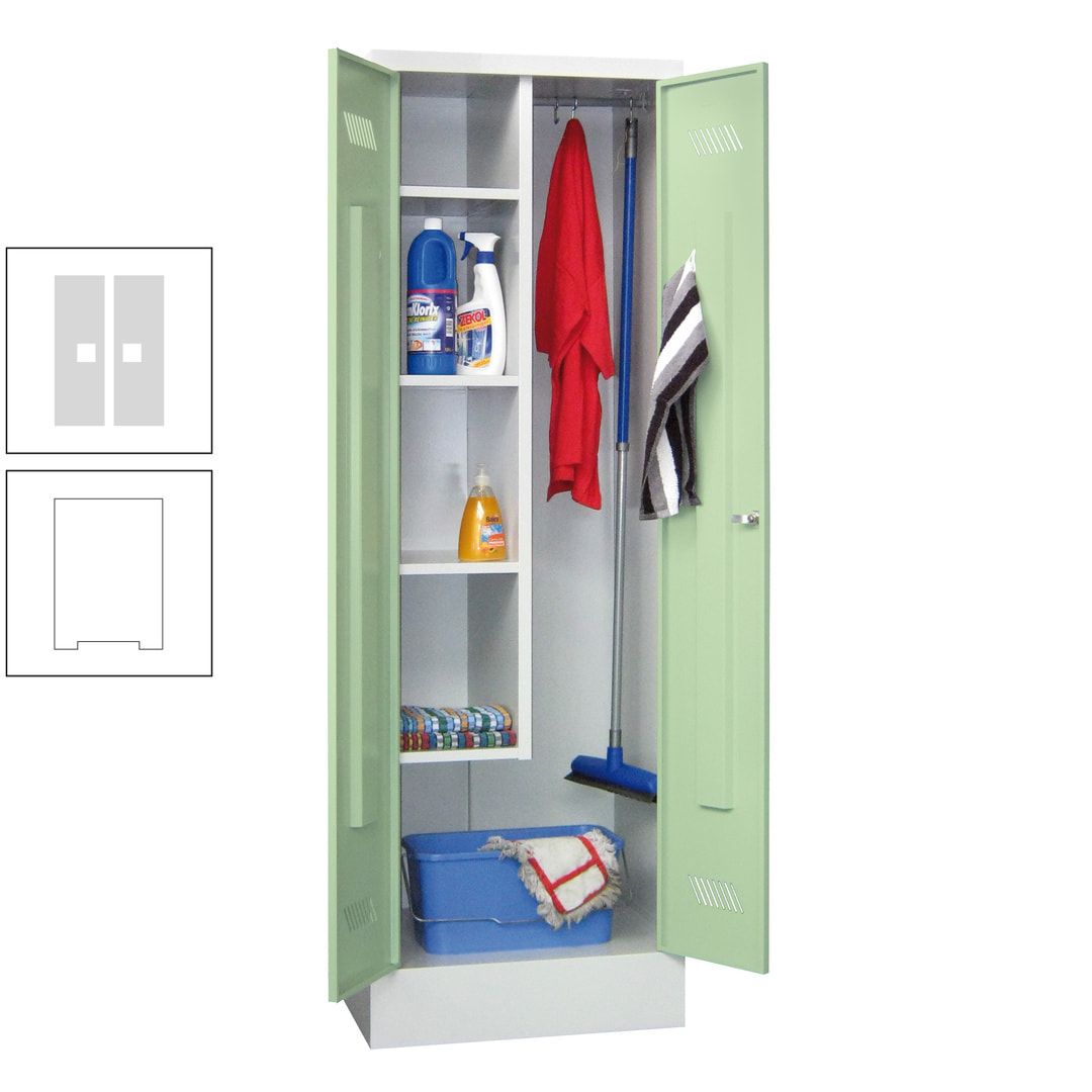 Putzschrank mit Sockel - 1 Abteil mit Trennwand - 1.850x600x500 mm (HxBxT) - Drehriegel - anthrazitgrau