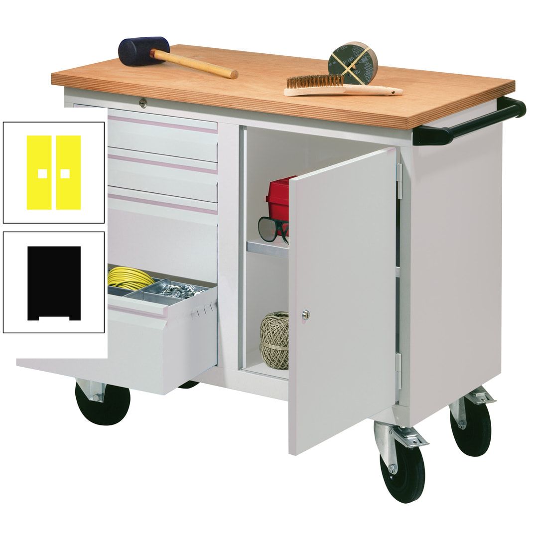Mobile Werkbank - Werkstattwagen - 915 x 1.090 x 600 mm - 4 Schubladen und Schrankfach - anthrazitgrau