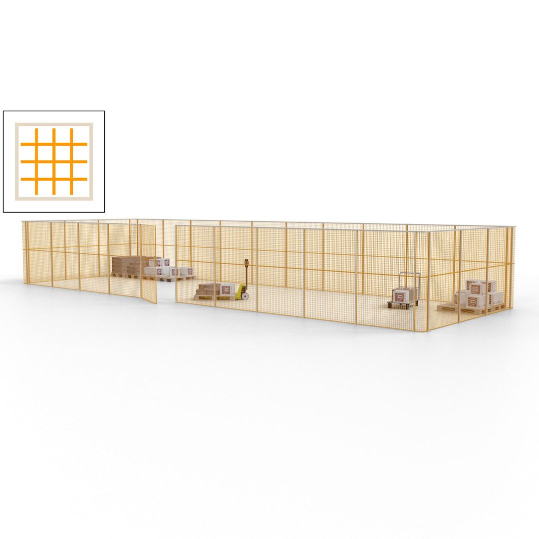 Maschinen Schutzgitter - Hallentrennwand - Sicherheitszaun - Tür - 39 m - 2.200 x 15.400 x 4.900 mm (HxBxT) - enzianblau