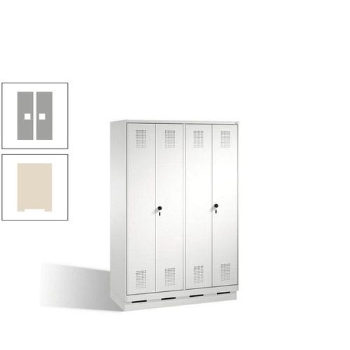 Doppel-Spind, Doppeltüren, Garderobenschrank mit Sockel, 4 Abteile a 300 mm, Korpus anthrazitgrau, Tür anthrazitgrau, 1.800 x 1.200 x 500 mm (HxBxT)