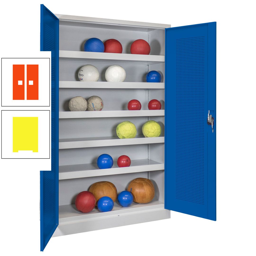 Ballschrank - Lochfeldtüren - 5 Böden - 1.950x1.200x500 mm (HxBxT) - anthrazitgrau