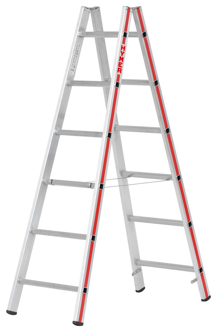 Aluminium-Sprossenstehleiter - Länge 1.470 mm - beidseitig begehbar - Aluleiter Hymer
