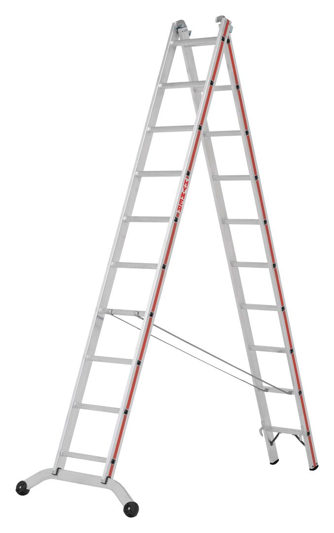 Aluminium-Mehrzweckleiter - Länge 1.830 / 2.950 mm - zweiteilig - Traverse gebogen - Aluleiter Hymer