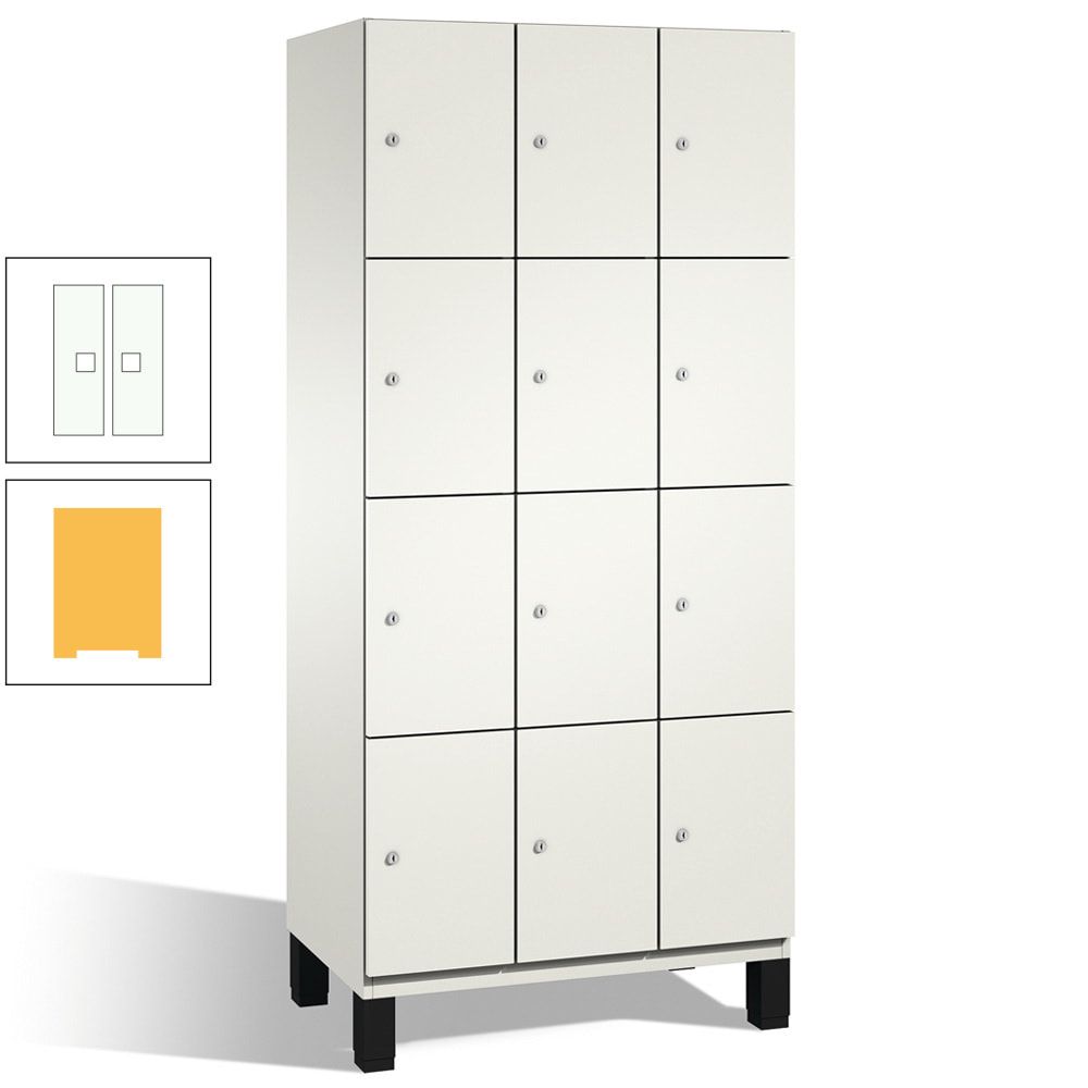 Fächerschrank, Stahlschrank, 12 Fächer, Türöffnungsbegrenzer, mit Füßen, Korpus lichtgrau, Tür anthrazitgrau, 1.980 x 900 x 525 mm (HxBxT)