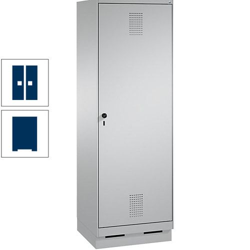 Doppel-Spind, Garderobenschrank, 1 Tür für 2 Abteile a 300 mm, Korpus anthrazitgrau, Türen anthrazitgrau, 1.800 x 600 x 500 mm (HxBxT)