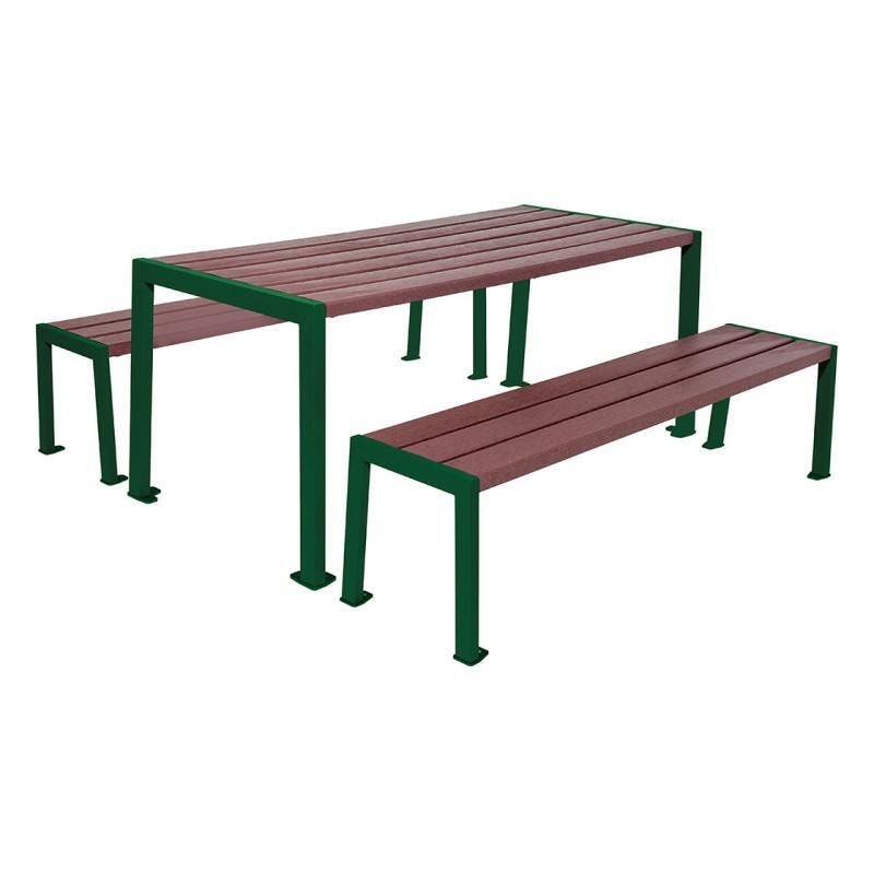 Sitzgarnitur aus Stahl und Kunststoff - verzinkt und beschichtet - 750 x 1.800 x 798 mm (HxBxT) - Farbe enzianblau