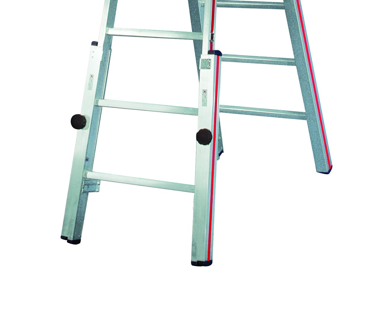 Aluminium-Sprossenstehleiter - Länge 1.570 mm - beidseitig begehbar - Füße angewinkelt - Aluleiter Hymer