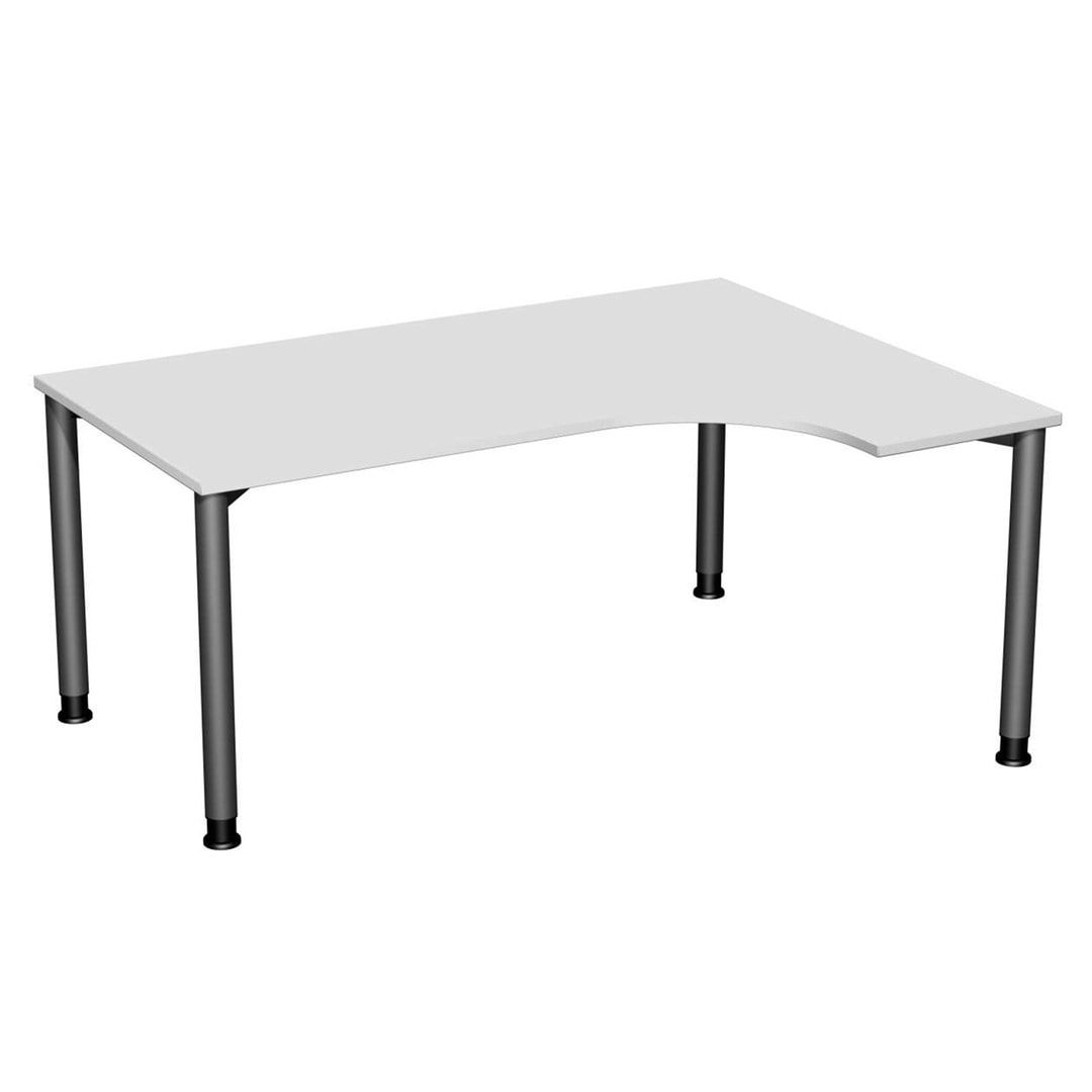 Eckschreibtisch mit einseitig verkürzten, 4-Fuß Flex, Ecke rechts, Höhe 680-800 mm, 1.600 x 1.200 mm (BxT), Gestell anthrazit, Ahorn