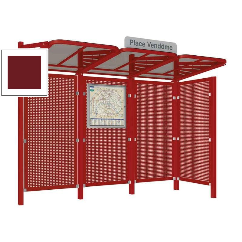 Buswartehalle - Unterstand - Stahlblech Verkleidung rechts - Fahrplankasten - Haltestellenschild - 2.200 x 3.000 x 1.500 mm (HxBxT) - enzianblau