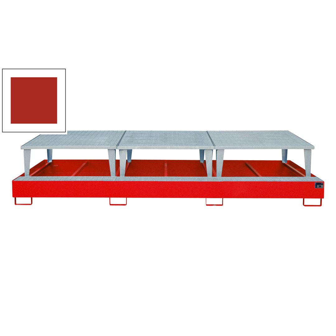 Auffangwanne für 3 x IBC - 3 x Abfüllaufsatz - feuerrot