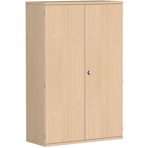 Flügeltürenschrank, Holztüren, 4 Ordnerhöhen, 3 Dekor-Einlegeböden, 1.536 x 1.000 x 425 mm (HxBxT), Frontfarbe Ahorn, Korpusfarbe Ahorn