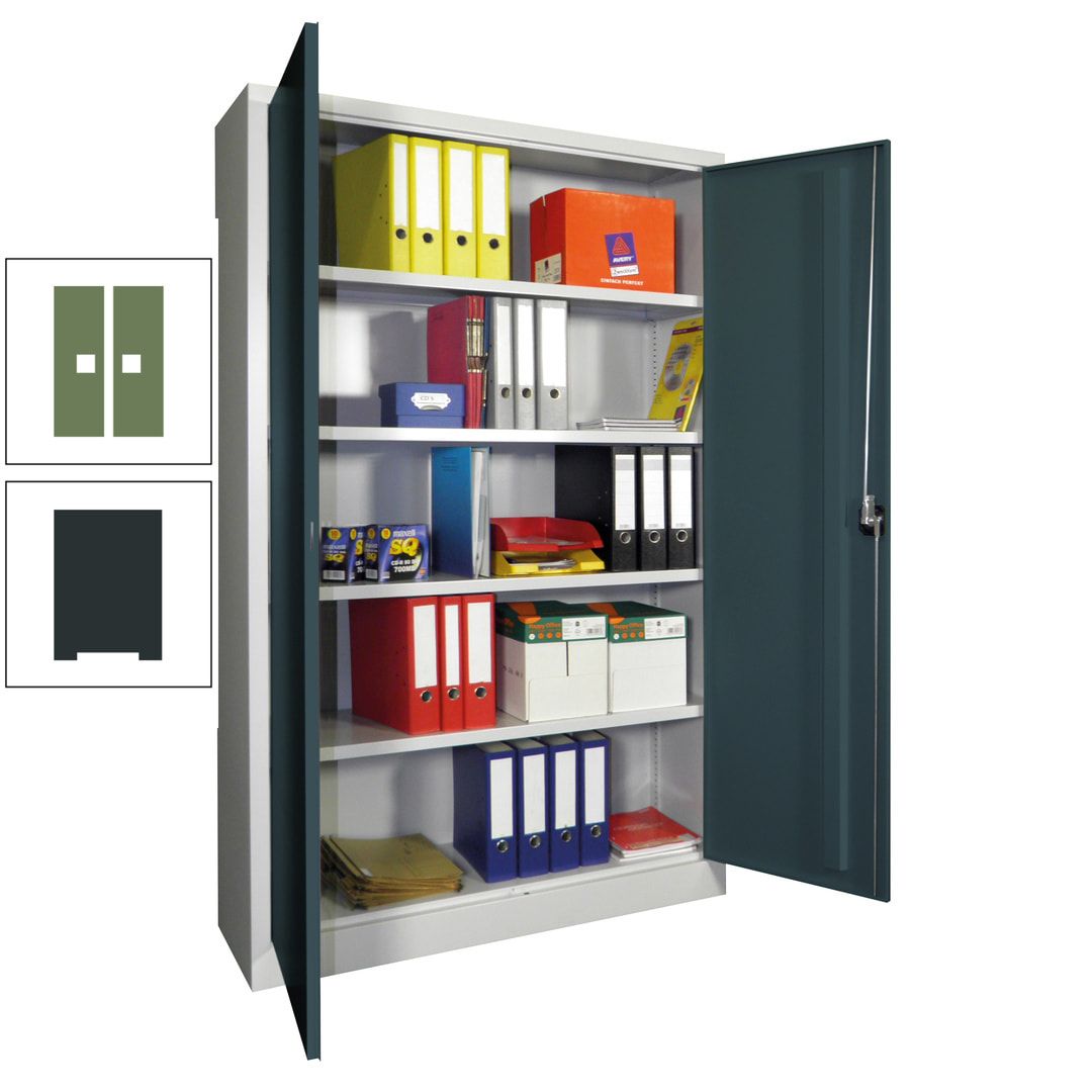 Aktenschrank - Vollblechtüren - 1.950x1.200x400 mm (HxBxT) - 4 Einlegeböden verzinkt - Zylinderschloss - anthrazitgrau