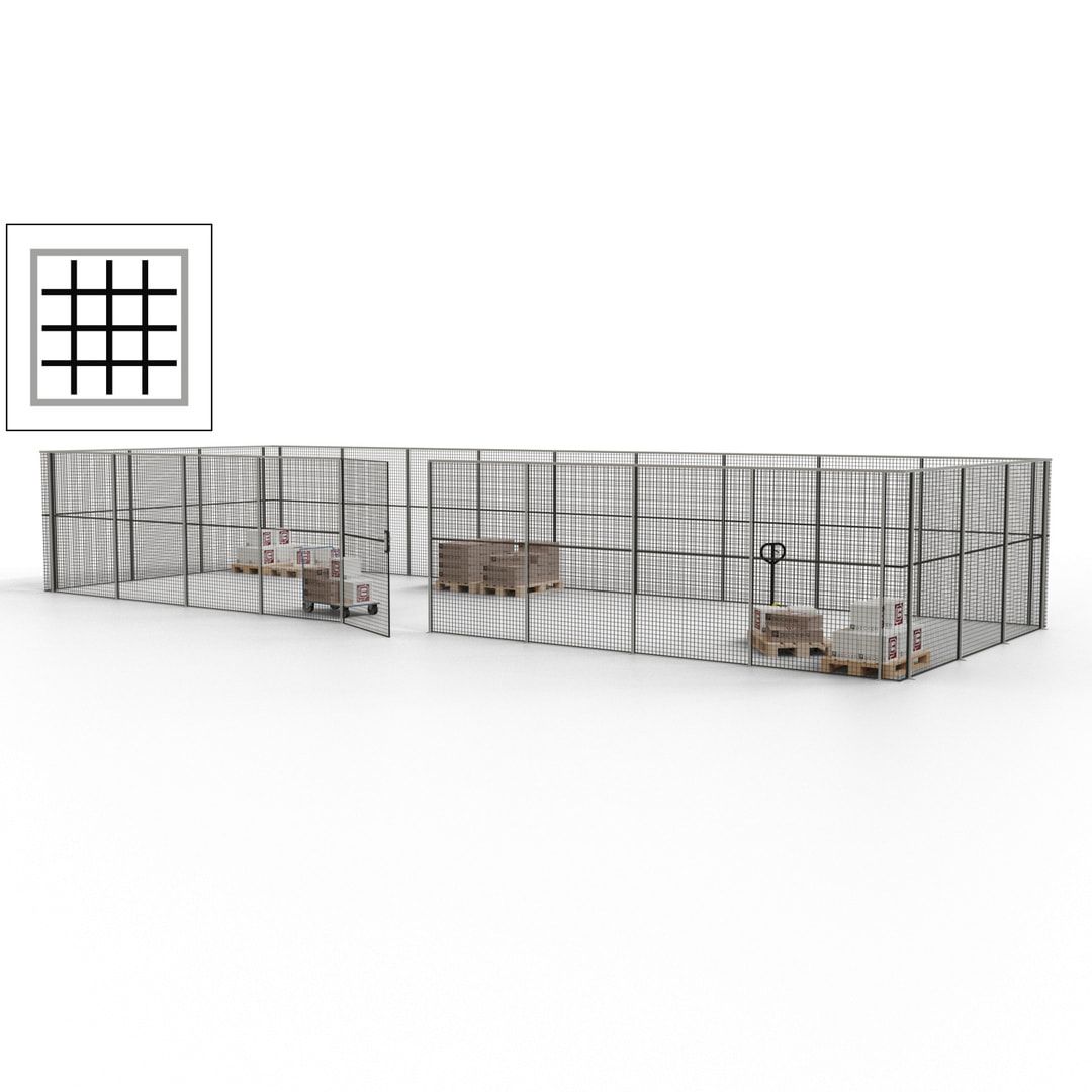 Maschinen Schutzgitter - Hallentrennwand - Sicherheitszaun - Tür - 36 m - 2.200 x 13.900 x 4.900 mm (HxBxT) - enzianblau