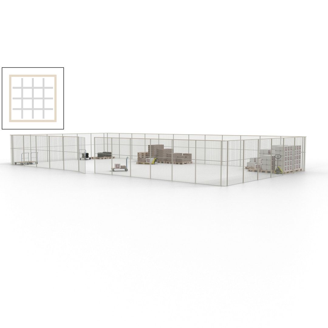 Maschinen Schutzgitter - Hallentrennwand - Sicherheitszaun - Tür - 54 m - 2.200 x 18.400 x 9.400 mm (HxBxT) - enzianblau