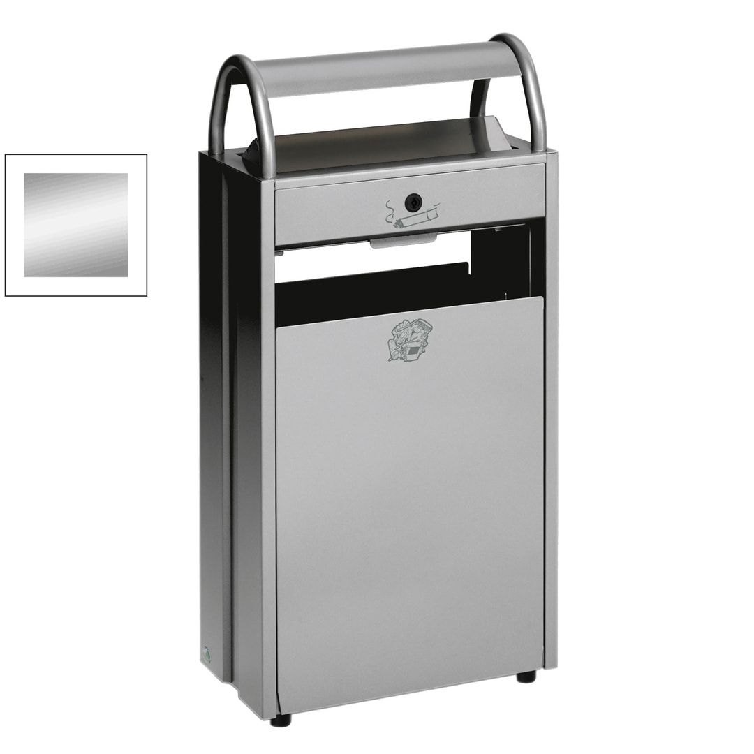 Abfallsammler mit Ascher und Schutzdach - Volumen 60 l - Ascher 9 l - 960 x 480 x 250 mm (HxBxT) - anthrazit