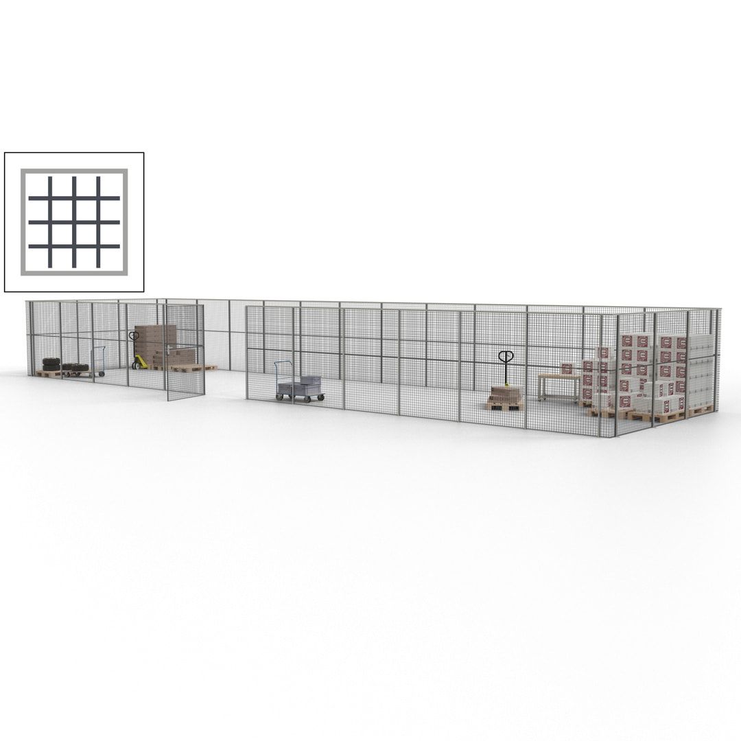 Maschinen Schutzgitter - Hallentrennwand - Sicherheitszaun - Tür - 45 m - 2.200 x 18.400 x 4.900 mm (HxBxT) - enzianblau
