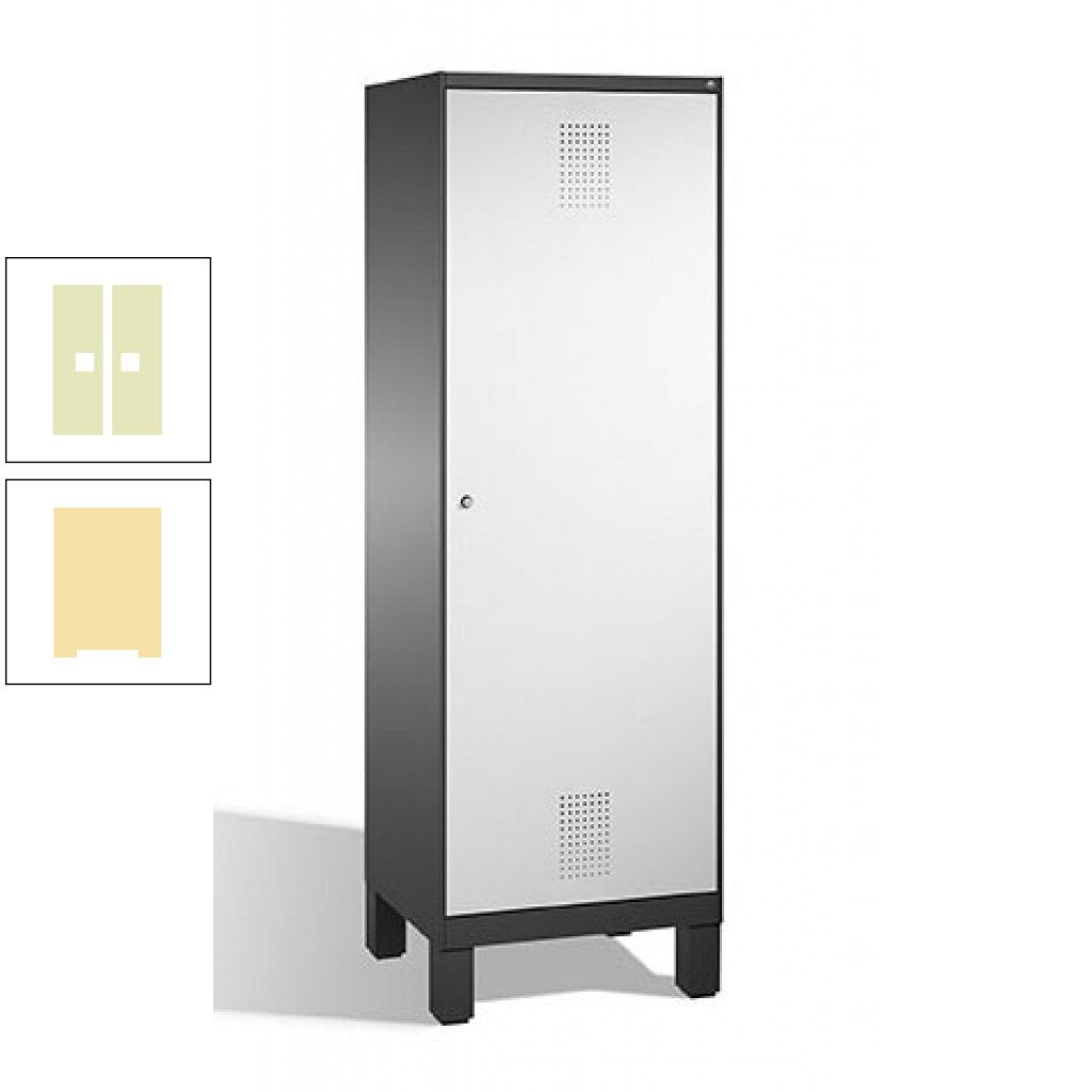 Doppel-Spind, Garderobenschrank, 1 Tür für 2 Abteile a 300 mm, Korpus anthrazitgrau, Türen anthrazitgrau, 1.850 x 600 x 500 mm (HxBxT)
