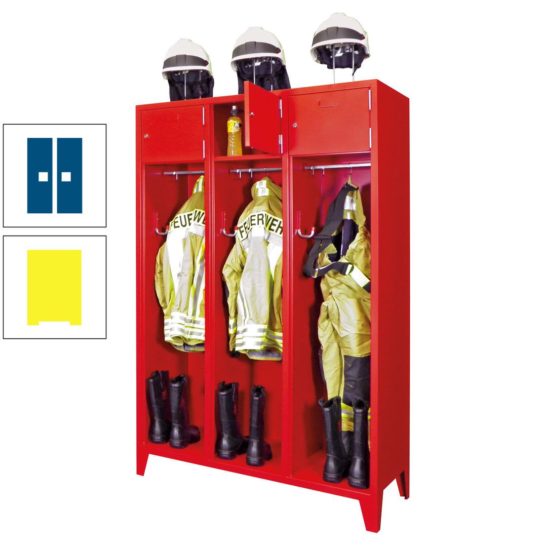 Feuerwehrschrank - 2 Abteile - Ablagefach mit Tür, Etikettenrahmen - 2.100 x 830 x 500 mm (HxBxT) - anthrazitgrau